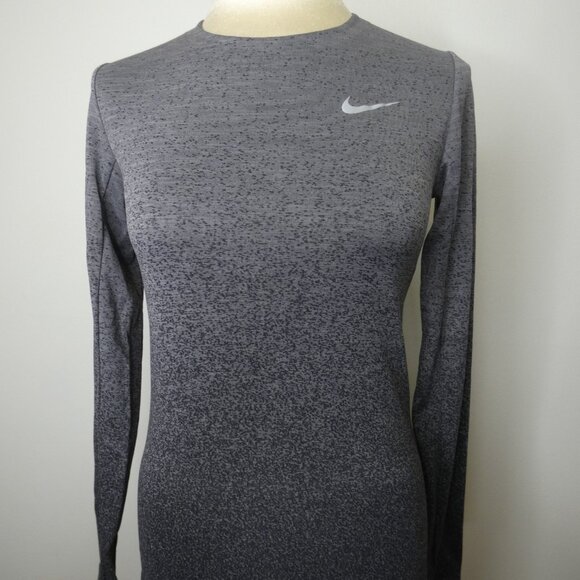 Nike Women's S Dri-Fit Long Sleeve Pullover Top Ombre Grey Stretch - Picture 1 of 6